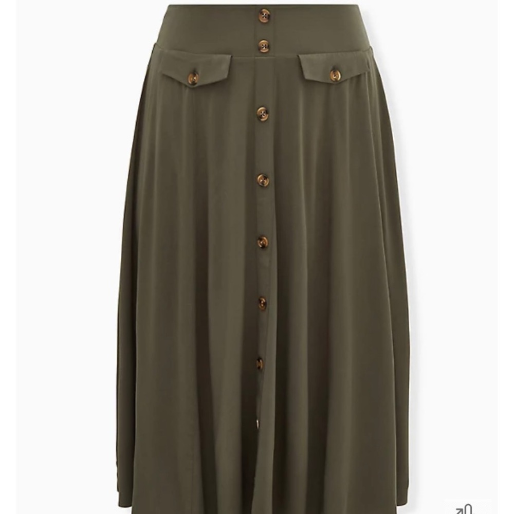 CHALLIS BUTTON-FRONT MIDI SKIRT
